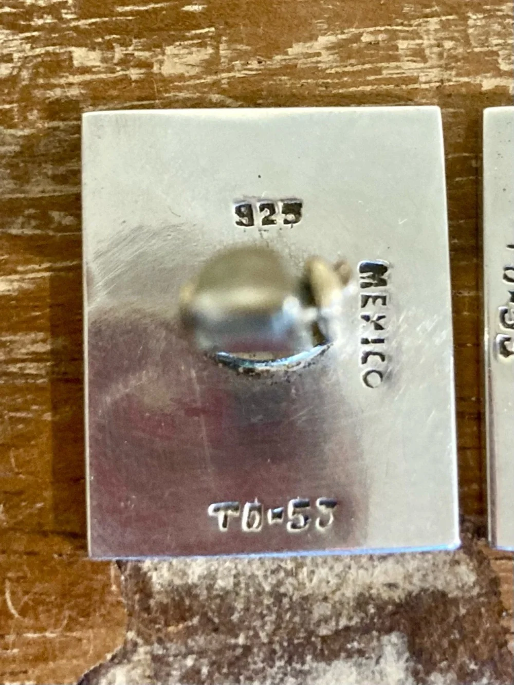 Vintage Taxco Modernist Sterling Silver Cufflinks – TD‑53 – Black Inlay – 24g